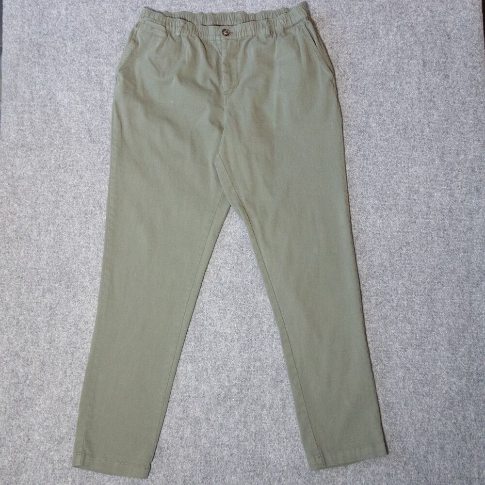 Cove USA Chino Pants Men's 38x34 Army Green Cotton Stretch Casual Elastic Waist
